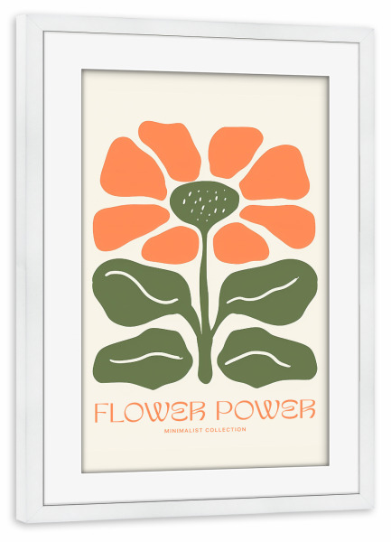 Poster mit Rahmen weiß "Flower Power Minimalismus" artboxONE - Floral,Abstrakt