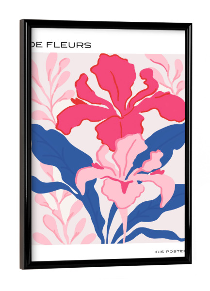Poster mit schwarzem Rahmen "Iris in Farbe – De Fleurs" artboxONE - Floral,Abstrakt