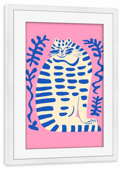 Poster mit Rahmen weiß "Pfotenstillleben auf Pink" artboxONE - Tiere,Abstrakt,Lustig