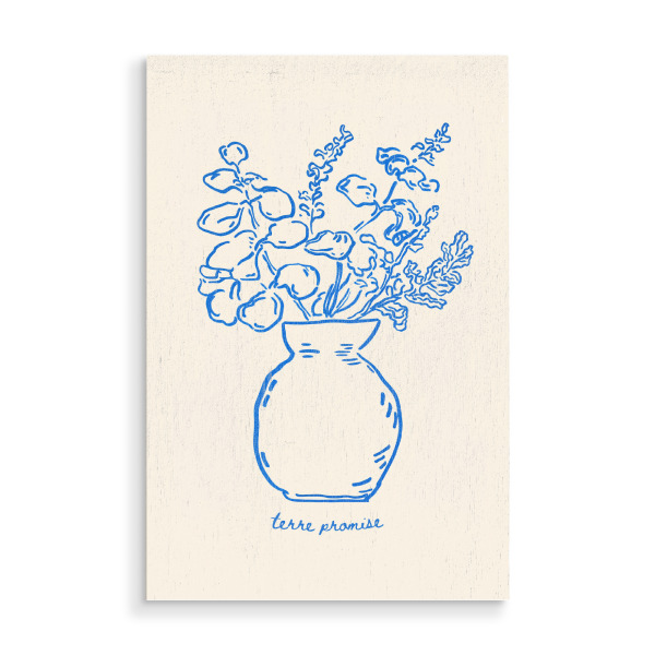 Holzbild "Blaue Blumenskizze" artboxONE - Floral,Abstrakt