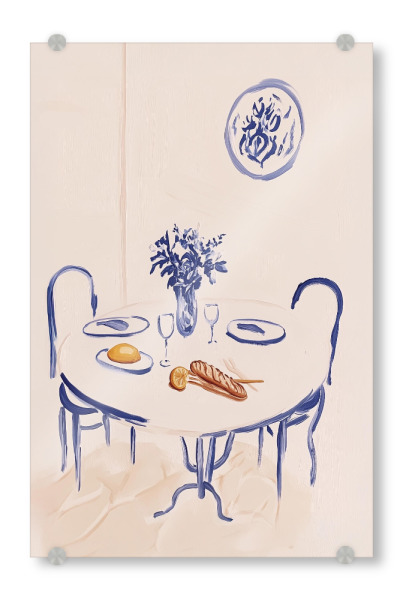 Acrylglasbild "Stilvoll gedeckter Tisch" artboxONE - Floral,Essen & Trinken,Abstrakt,Essen & Trinken / Alkohol