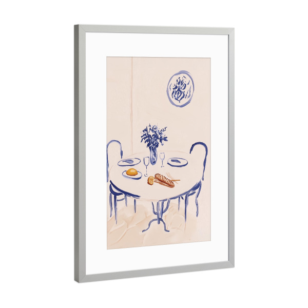 Poster mit Rahmen Silber "Stilvoll gedeckter Tisch" artboxONE - Floral,Essen & Trinken,Abstrakt,Essen & Trinken / Alkohol