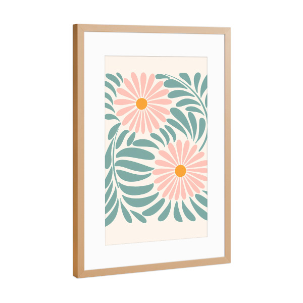 Poster mit Rahmen Kupfer "Stilisierte Blumenfrische" artboxONE - Floral,Abstrakt