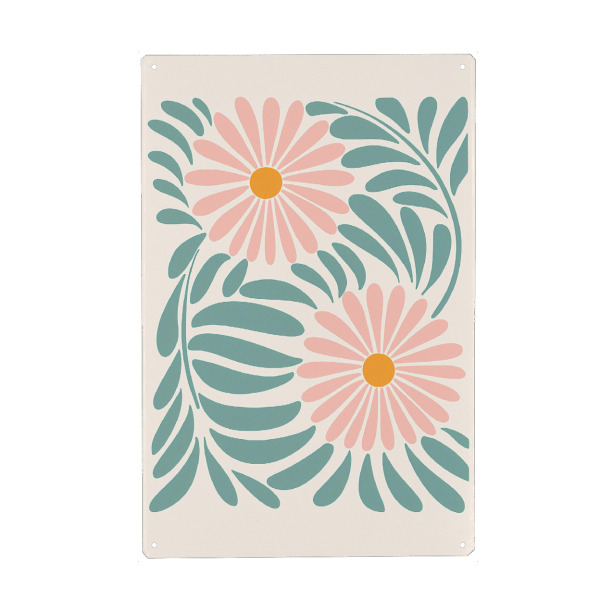 Metall Poster "Stilisierte Blumenfrische" artboxONE - Floral,Abstrakt