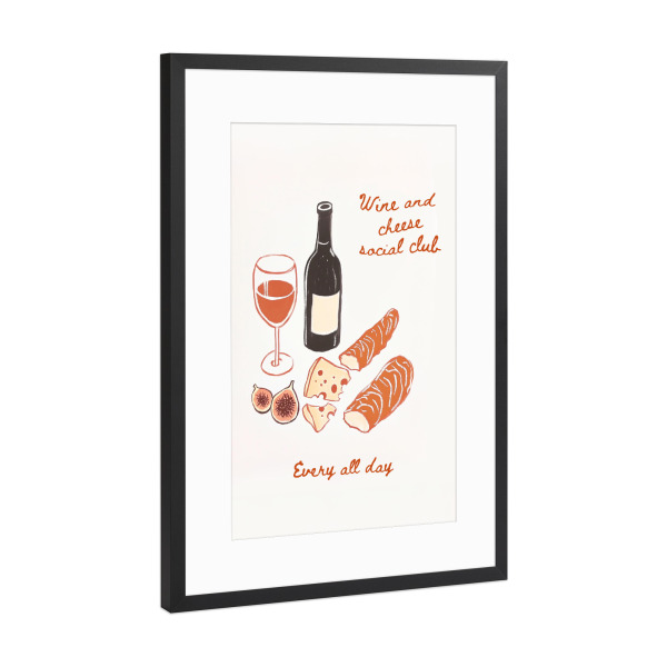 Poster mit Rahmen Schwarz (Metallic) "Wein & Käse – Genuss pur" artboxONE - Essen & Trinken,Essen & Trinken / Alkohol,Essen & Trinken / Obst & Gemüse