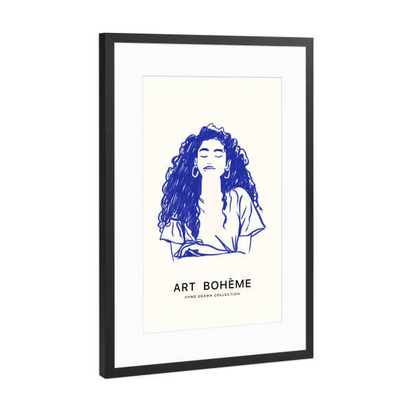 Poster mit Rahmen Schwarz (Metallic) "Boho Art – Handgezeichnet" artboxONE - Abstrakt,Menschen