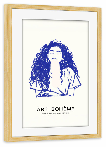 Poster mit Rahmen kiefer "Boho Art – Handgezeichnet" artboxONE - Abstrakt,Menschen