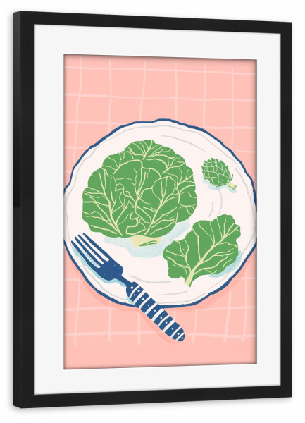Poster mit Rahmen schwarz "Leafy Greens & Table Dreams" artboxONE - Essen & Trinken,Essen & Trinken / Obst & Gemüse