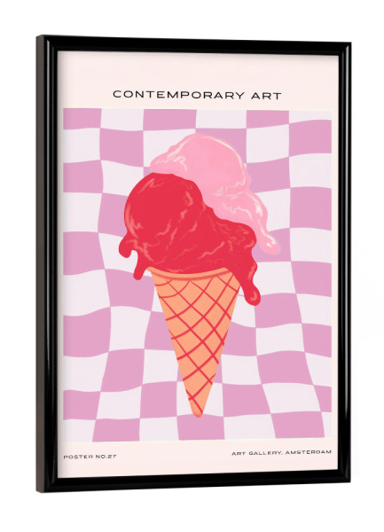 Poster mit schwarzem Rahmen "Ice Cream Pop Delight" artboxONE - Essen & Trinken,Abstrakt,Geometrie