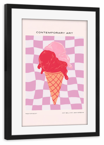 Poster mit Rahmen schwarz "Ice Cream Pop Delight" artboxONE - Essen & Trinken,Abstrakt,Geometrie