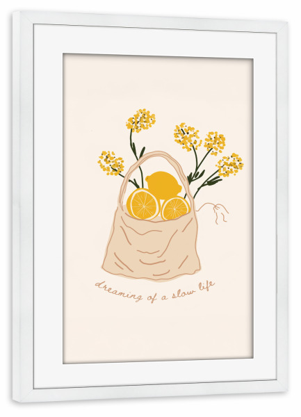 Poster mit Rahmen weiß "Lemon Life Vibes" artboxONE - Floral,Essen & Trinken,Essen & Trinken / Obst & Gemüse