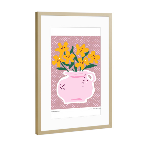 Poster mit Rahmen Gold "Polka Dot Petals" artboxONE - Floral