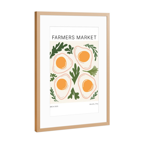 Poster mit Rahmen Kupfer "Eggs & Greens – Milan Vibes" artboxONE - Floral,Essen & Trinken