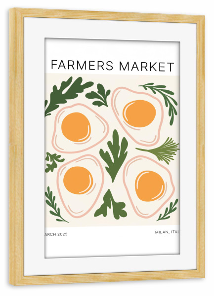 Poster mit Rahmen kiefer "Eggs & Greens – Milan Vibes" artboxONE - Floral,Essen & Trinken