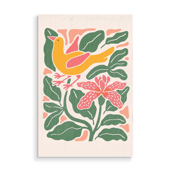 Holzbild "Birdsong in Bloom" artboxONE - Floral,Tiere,Abstrakt