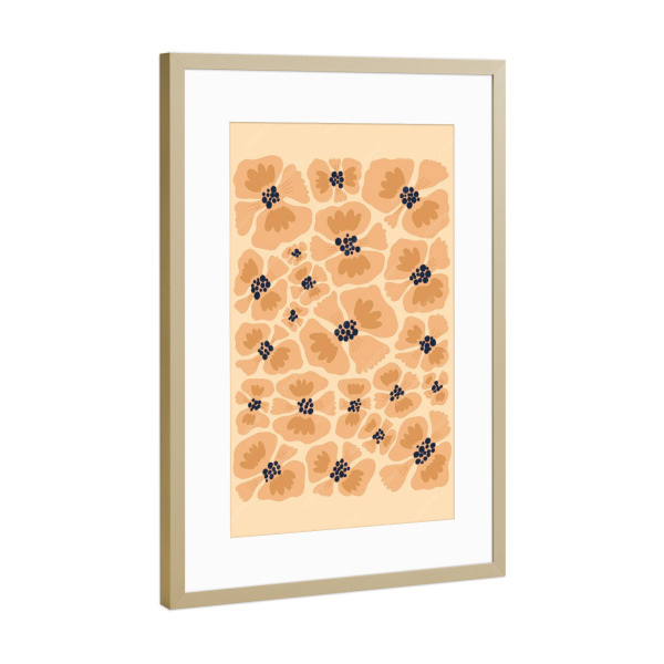 Poster mit Rahmen Gold "Caramel Petal Field" artboxONE - Floral,Abstrakt