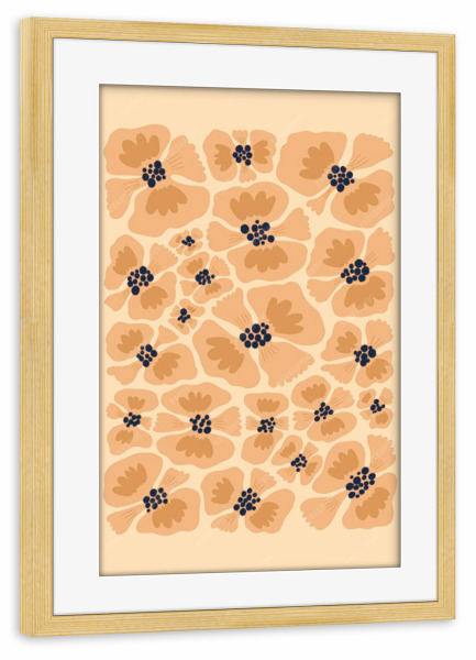Poster mit Rahmen kiefer "Caramel Petal Field" artboxONE - Floral,Abstrakt