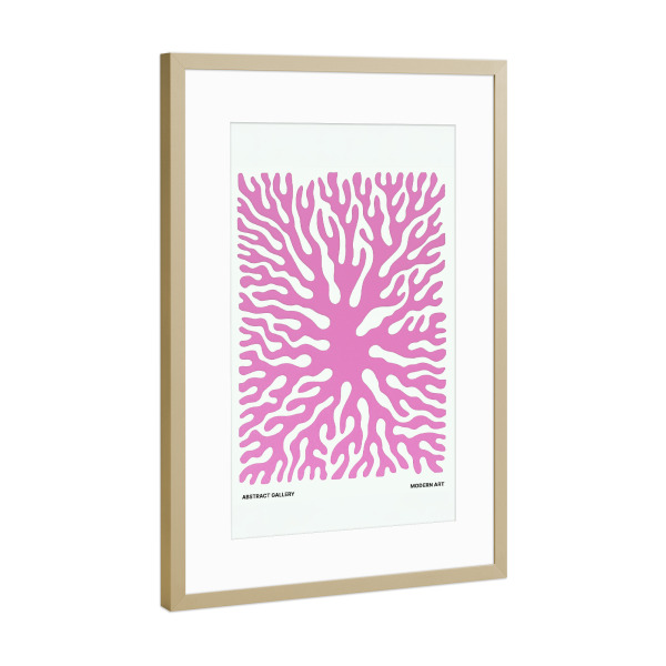 Poster mit Rahmen Gold "Organische Formen in Pink" artboxONE - Floral,Abstrakt