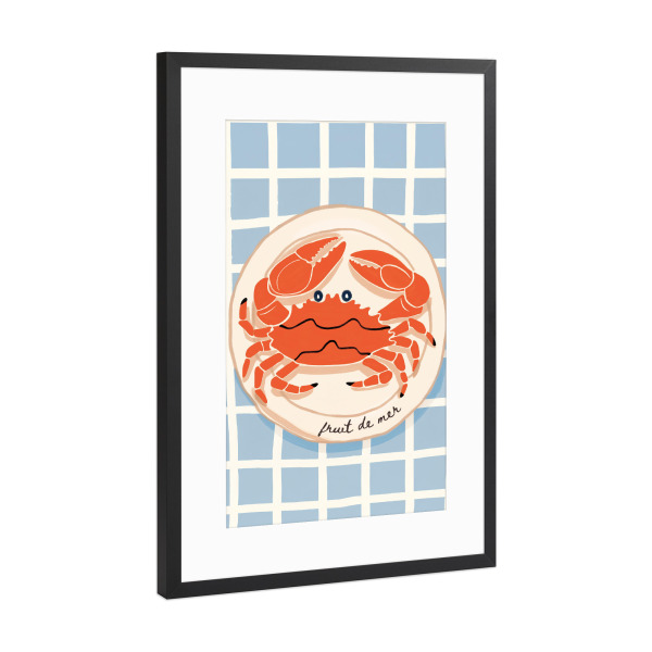 Poster mit Rahmen Schwarz (Metallic) "Crab on the Table" artboxONE - Tiere,Essen & Trinken
