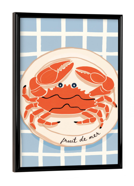 Poster mit schwarzem Rahmen "Crab on the Table" artboxONE - Tiere,Essen & Trinken