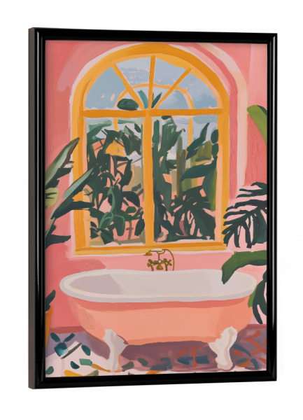 Poster mit schwarzem Rahmen "Tropical Pink Bad" artboxONE - Natur,Architektur