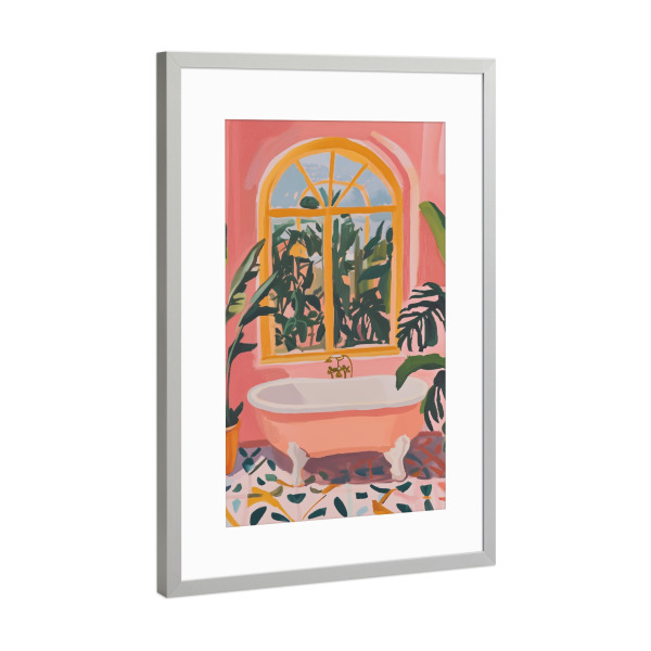 Poster mit Rahmen Silber "Tropical Pink Bad" artboxONE - Natur,Architektur