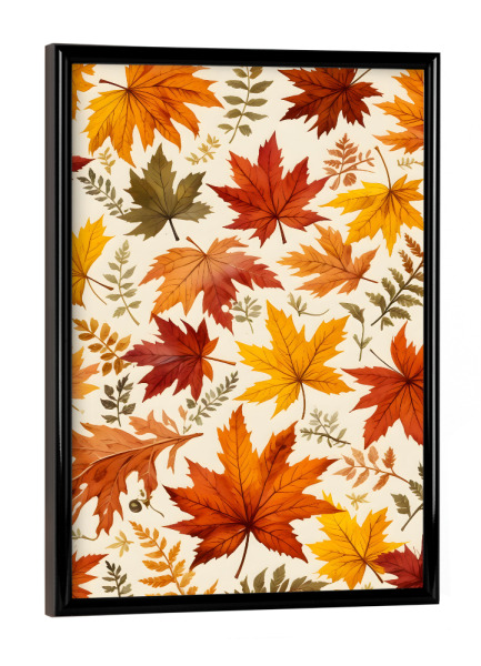 Poster mit schwarzem Rahmen "Verstreute Herbstblätter" artboxONE - Natur