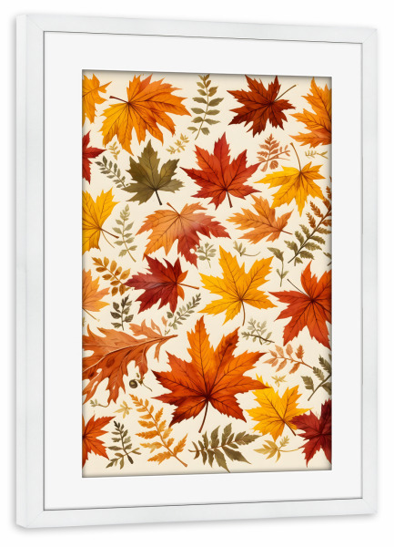 Poster mit Rahmen weiß "Verstreute Herbstblätter" artboxONE - Natur
