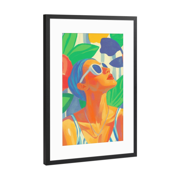 Poster mit Rahmen Schwarz (Metallic) "Weibliche Sommerlaune" artboxONE - Natur,Menschen,Fashion