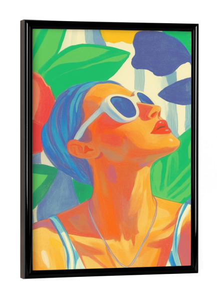 Poster mit schwarzem Rahmen "Weibliche Sommerlaune" artboxONE - Natur,Menschen,Fashion