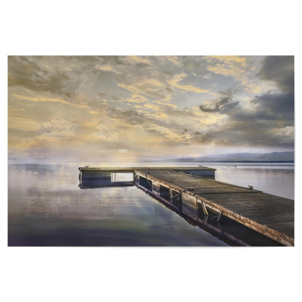 Poster 30x20 cm "Fauler Morgen" artboxONE - Natur,Reise / Strand und Meer - Dock,Sonne,Wasser,Ruhig