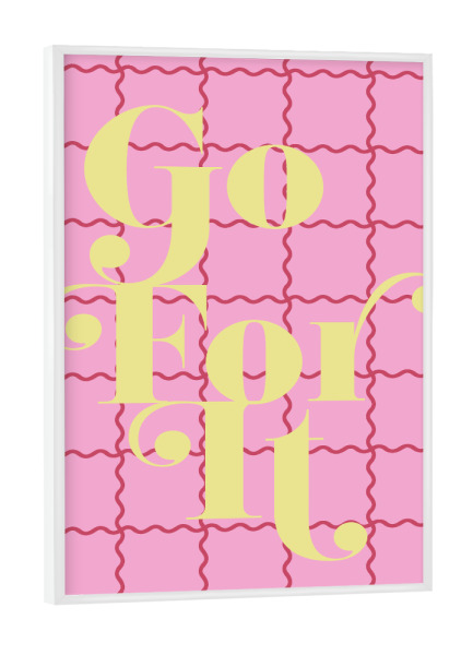 Poster mit weißem Rahmen "Go For It quote on wavy grid" artboxONE - Typografie - Text,Schriftzug,Motivation,Fett,Slogan,Lebendige,Kräftige buchstaben