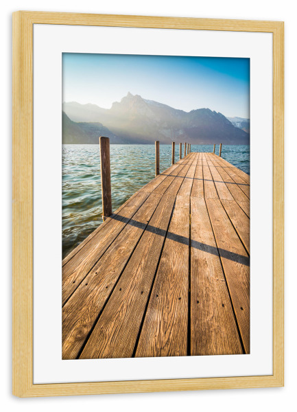 Poster mit Rahmen kiefer "Steg am Traunsee" artboxONE - Natur,Reise