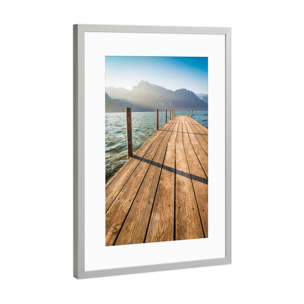 Poster mit Rahmen Silber "Steg am Traunsee" artboxONE - Natur,Reise