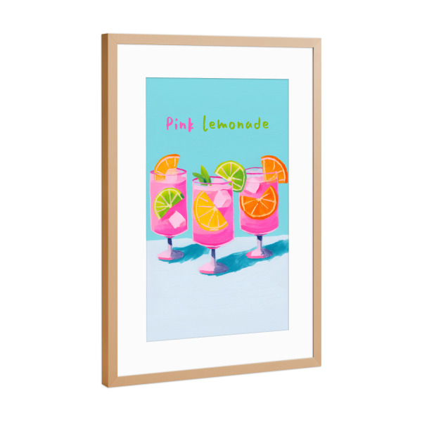 Poster mit Rahmen Kupfer "Pink Party Cocktail" artboxONE - Typografie,Reise / Strand und Meer,Essen & Trinken / Obst & Gemüse