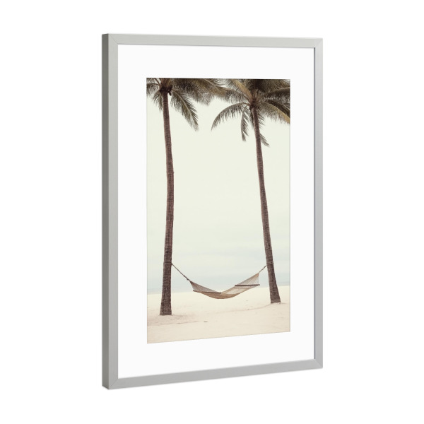 Poster mit Rahmen Silber "Strandhängemattepalme" artboxONE - Natur,Reise / Strand und Meer