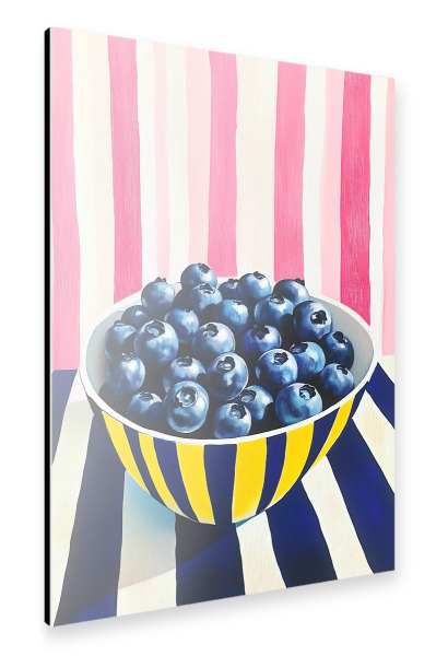 Alu-Dibond "Blaubeeren Mit Streifen" 30x20 cm artboxONE
