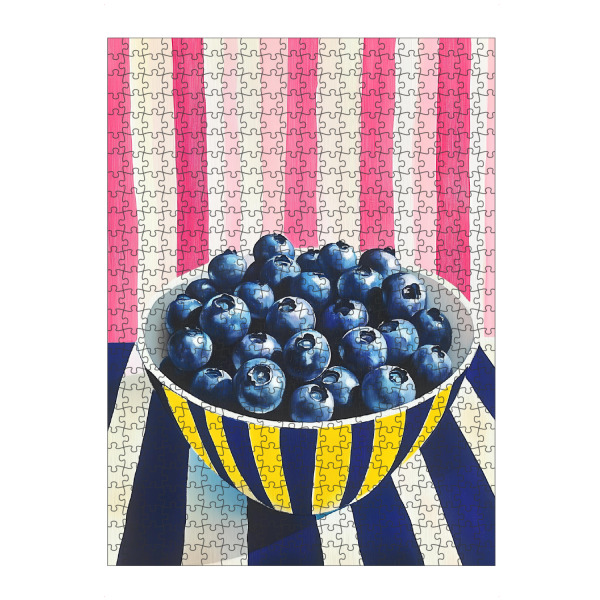 Puzzle Ravensburger "Blaubeeren Mit Streifen" artboxONE - Natur,Geometrie,Essen & Trinken / Obst & Gemüse