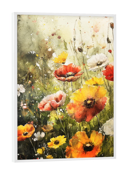 Poster mit weißem Rahmen "Wildblumenwiese k" artboxONE - Natur,Floral - Wiese,Blumen,Wildblumen,Pflanzen,Garten,Botanisch