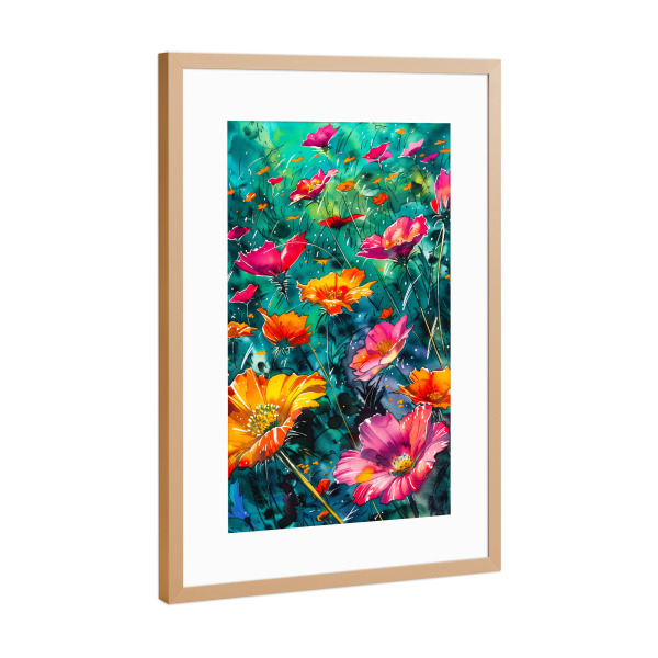 Poster mit Rahmen Kupfer "Wildblumenwiese m" artboxONE - Natur,Floral - Wiese,Blumen,Wildblumen,Pflanzen,Garten,Botanisch