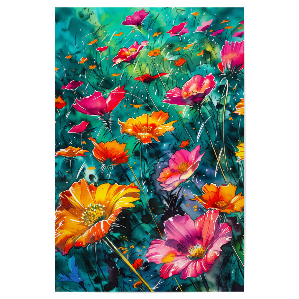 Poster 30x20 cm "Wildblumenwiese m" artboxONE - Natur,Floral - Wiese,Blumen,Wildblumen,Pflanzen,Garten,Botanisch