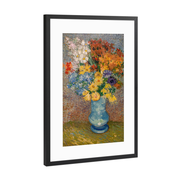 Poster mit Rahmen Schwarz (Metallic) "Van Gogh, Vase und Gänseblümchen" artboxONE - Natur,Floral,Abstrakt