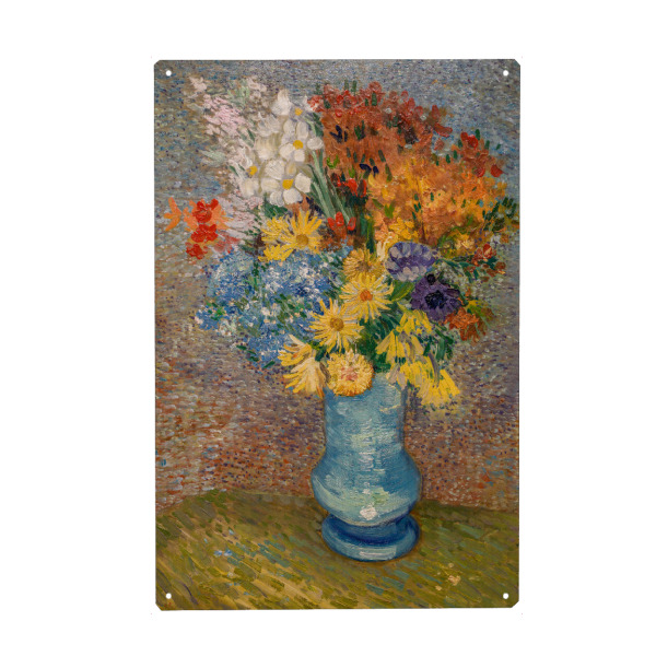 Metall Poster "Van Gogh, Vase und Gänseblümchen" artboxONE - Natur,Floral,Abstrakt