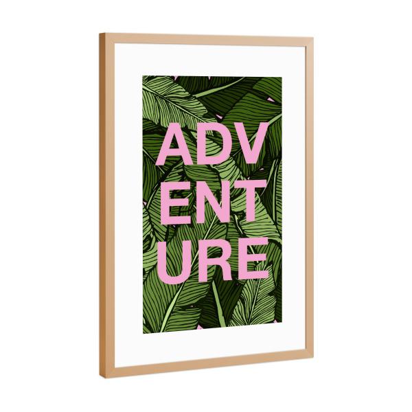 Poster mit Rahmen Kupfer "Abenteuer im Dschungel" artboxONE - Typografie,Natur
