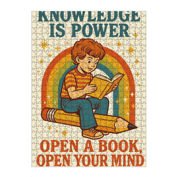 Puzzle Ravensburger "Knowledge is power" artboxONE - Für Kinder - Lesen,Kind,Bleistift,Regenbogen,Sterne,Wissen,Bildung,Inspiration,Bunt,Lernen