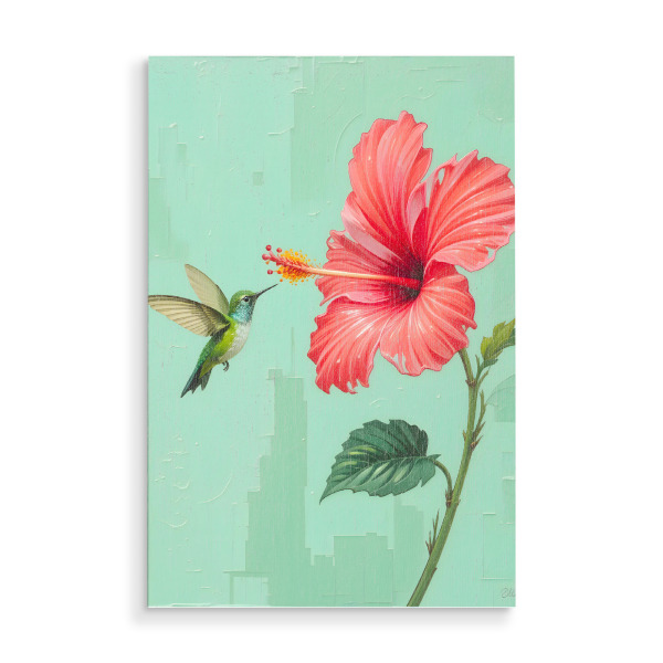 Holzbild "Ein Vogel besuchte meinen Garten" artboxONE - Natur,Tiere,Abstrakt