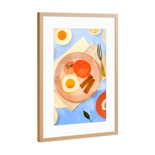 Poster mit Rahmen Kupfer "Sunny side up breakfast" artboxONE - Essen & Trinken