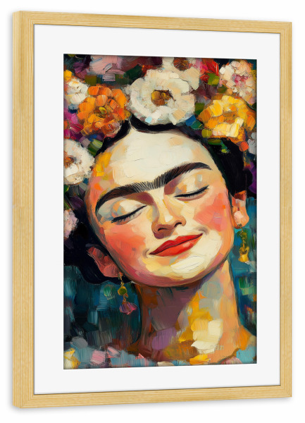 Poster mit Rahmen kiefer "Frida Feminine Frische" artboxONE - Floral,Abstrakt,Menschen