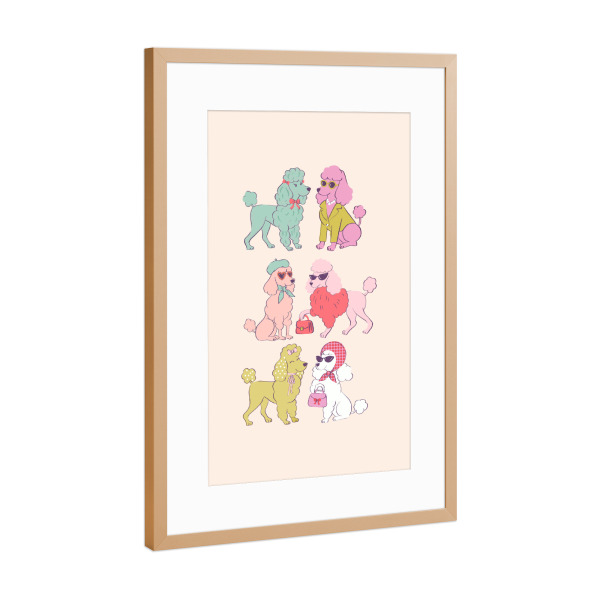Poster mit Rahmen Kupfer "Pudel Doodle" artboxONE - Für Kinder,Tiere
