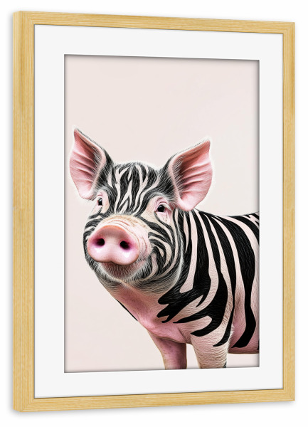 Poster mit Rahmen kiefer "Das Zebraschwein" artboxONE - Natur,Tiere,Lustig